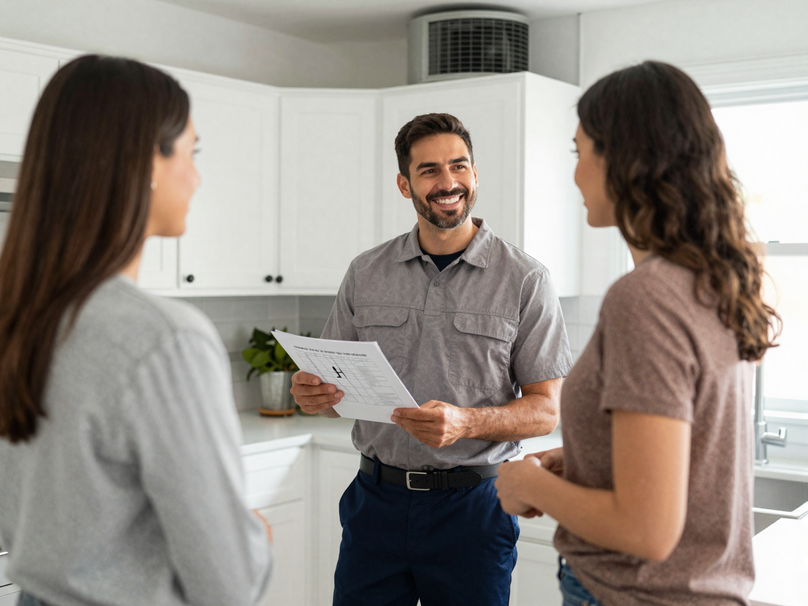 Comfortable living room with modern HVAC and thermostat